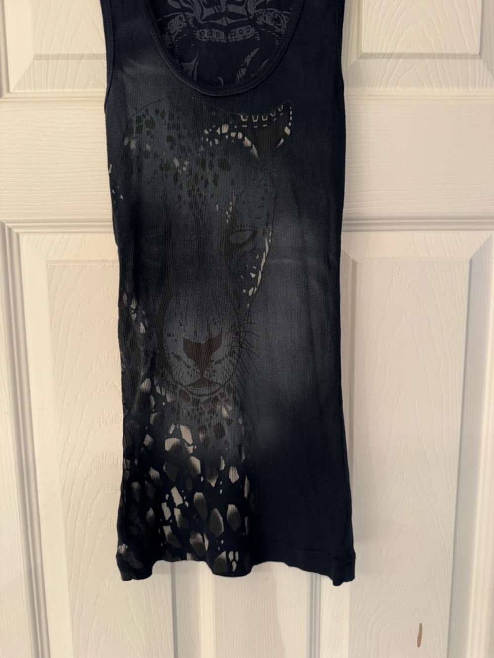 Key Closet Leopard Graphic Blue & Black Women’s Ribbed Cotton Tank Top Sz Small - Picture 5 of 10